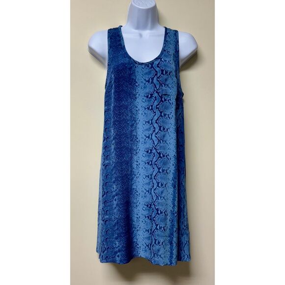 JOIE 100% Silk Blue Snakeskin Print Peri B Charmeuse Dress, Sz XS - Picture 4 of 12